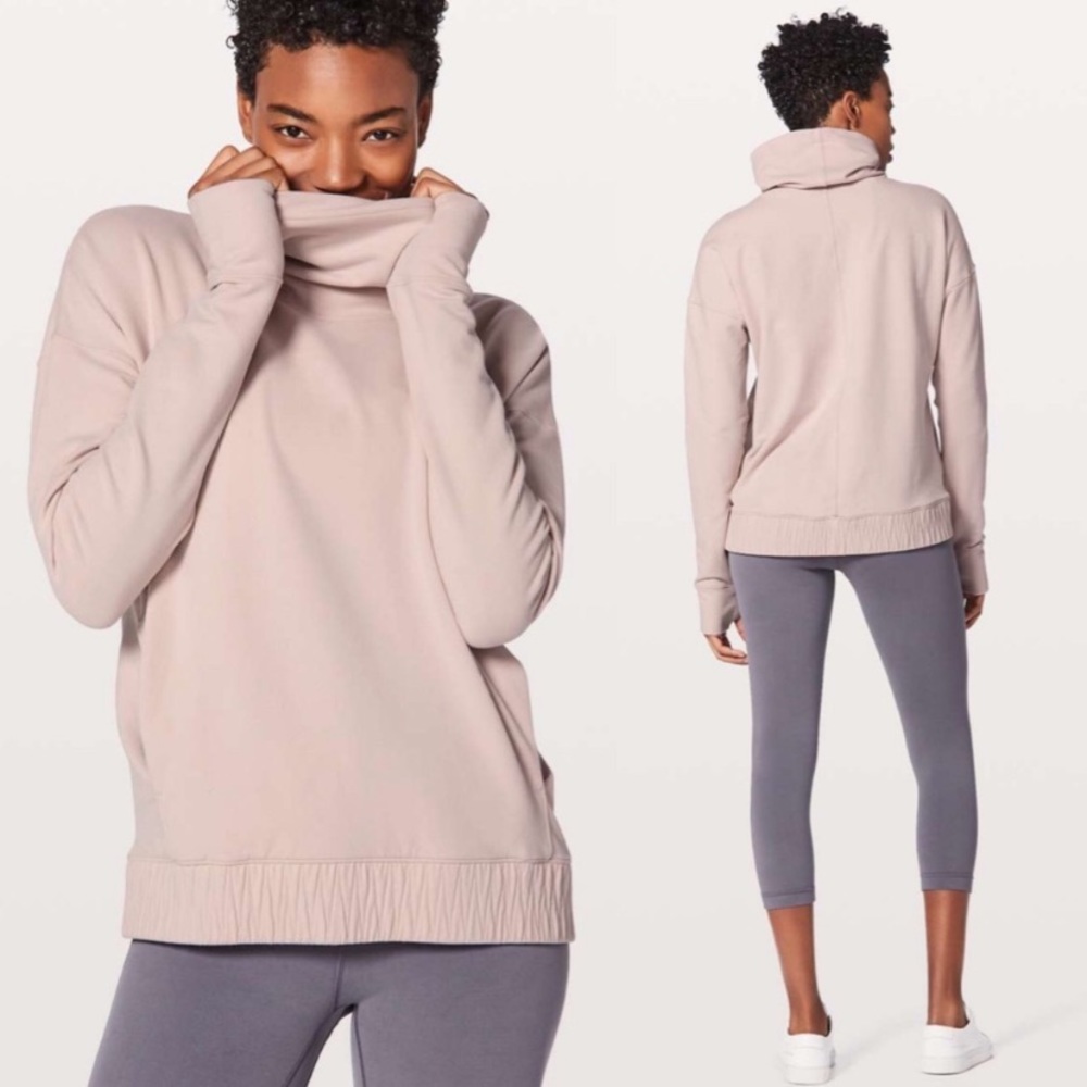 Lululemon stress less cowl pullover porcelain pink 10